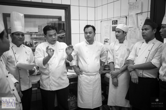Cambodia's Top Chef Luu Meng with Sous Chef Sophal alongwith Heritage Executive Chef Vibol and team Photo by Stéphane De Greef